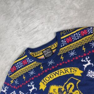 Harry Potter Hogwarts Ugly Christmas Sweater Large BoxLunch Happy Christmas Blue